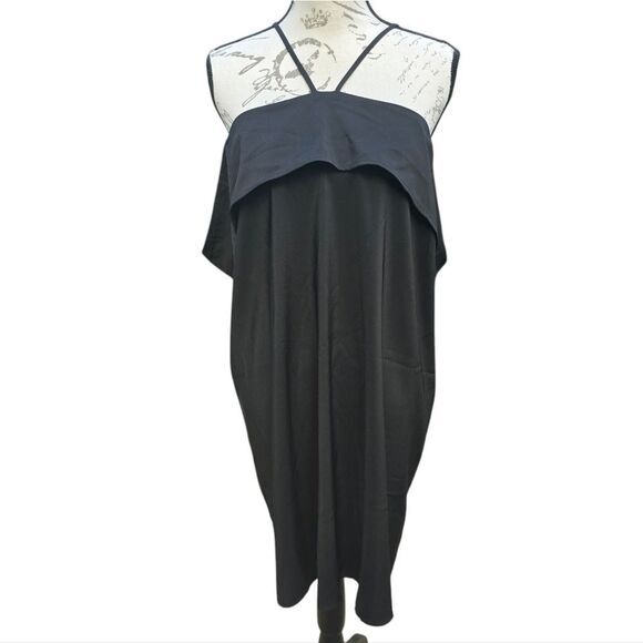 Asos NWT Black Halter‎ Off The Shoulder Mini Dress Size 14 - Picture 1 of 8